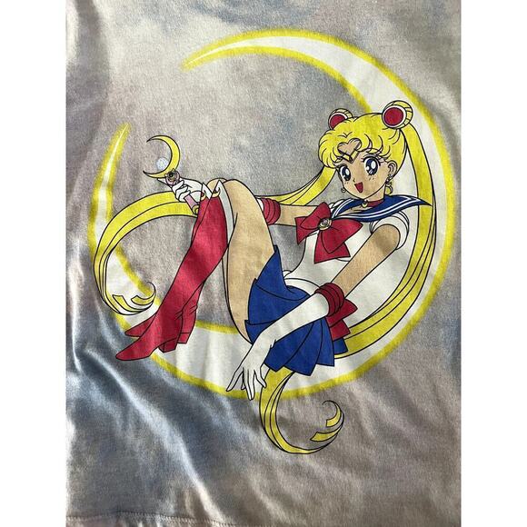 Sailor Moon Purple Tie Dye Crop Graphic Anime T Shirt Size L Short Sleeve Top - Picture 3 of 8
